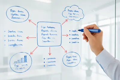 Glass Board Strategy Planning in Bright Office