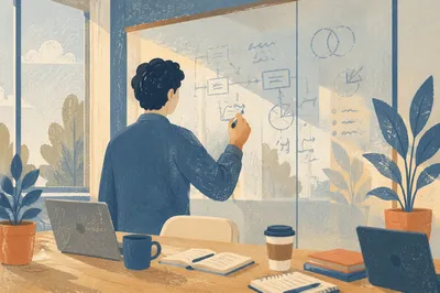 Business Strategy Planning on Glass Board