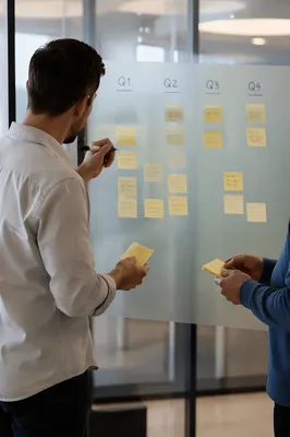 Business Strategy Planning on Glass Board