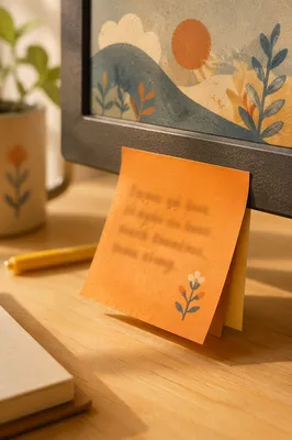 Warm Sticky Note on Office Monitor