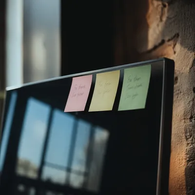Motivational Sticky Notes on Office Monitor