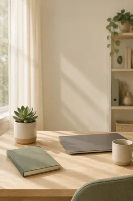 Minimalist Desk Succulent in Modern Office
