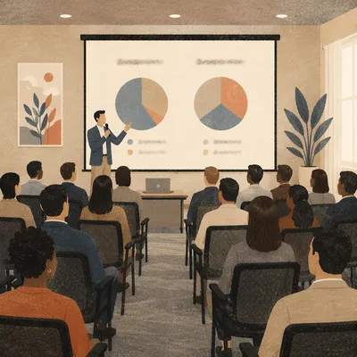 Business Conference Presentation Screen with Audience