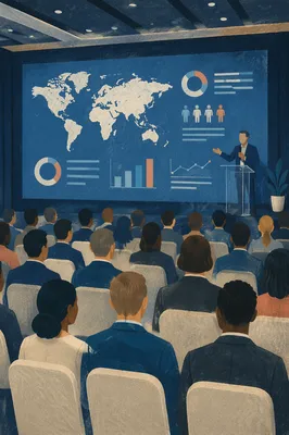 Business Conference Presentation with Blue Screen