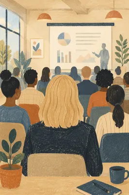 Conference Audience Facing Projector Screen Presentation