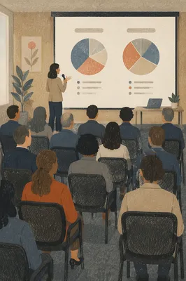 Conference Presentation Screen Viewed From Audience