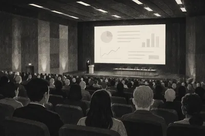 Conference Audience Facing Projector Screen Presentation