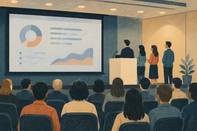 Business Conference Presentation with Projector Screen