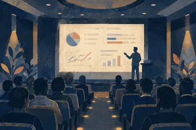 Conference Presentation Screen in Modern Auditorium