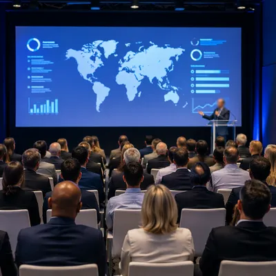 Business Presentation in Modern Conference Hall