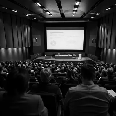 Modern Conference Auditorium Presentation Screen View