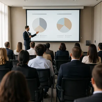 Business Conference Presentation Screen and Audience