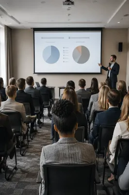 Business Conference Presentation Screen With Audience