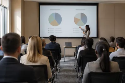 Business Conference Projector Screen Presentation Scene
