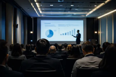 Conference Presentation Screen in Modern Auditorium