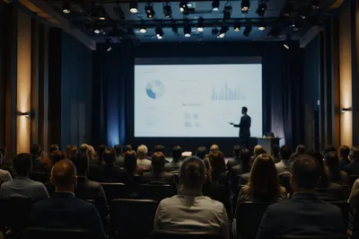 Business Conference Projector Screen and Audience