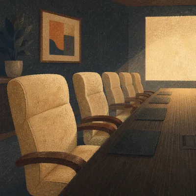 Dim Executive Conference Room Presentation Setup