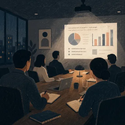 Projected Presentation in Dark Conference Room