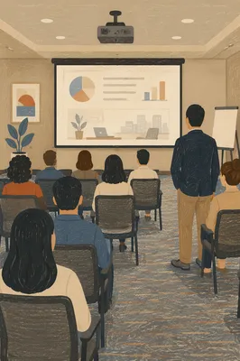 Presentation Slide Projection in Dark Conference Room