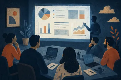 Dark Conference Room Presentation Slide Scene