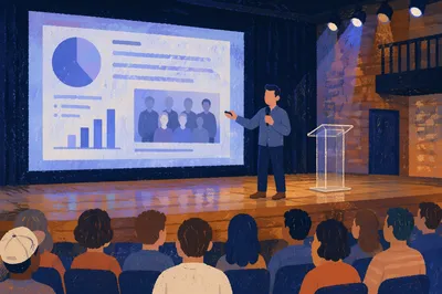Presenter With Projected Slide in Dark Auditorium