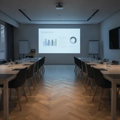 Dark Conference Room Presentation Slide