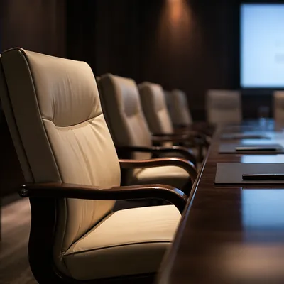 Dim Executive Conference Room Presentation Setup
