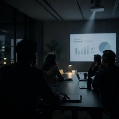 Dark Conference Room Presentation Slide Projection