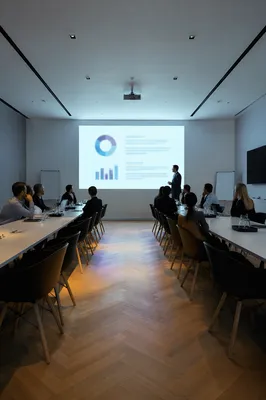Dark Conference Room With Slide Projection