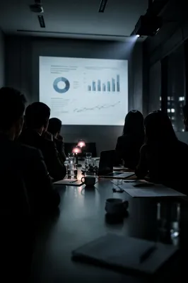 Projected Presentation in Dark Conference Room
