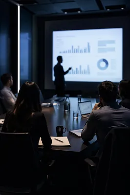 Dark Conference Room Presentation Slide Projection