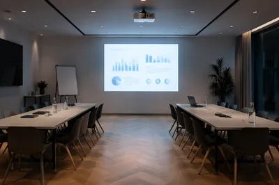 Dark Conference Room Presentation Setup