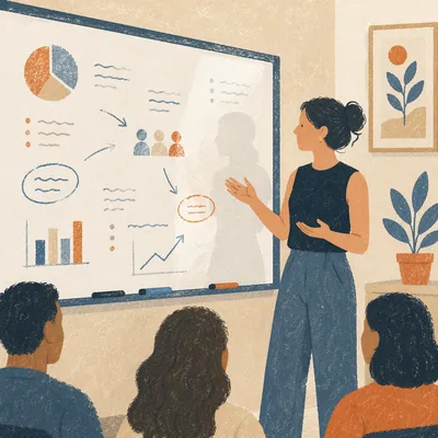 Team Brainstorm Presentation in Modern Meeting Room