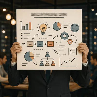Business Brainstorm Whiteboard in Modern Office