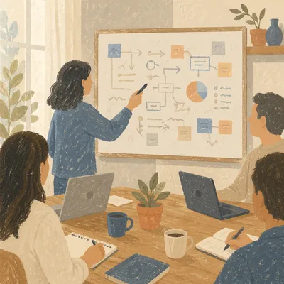 Team Brainstorm at Whiteboard Meeting Room