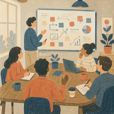 Collaborative Whiteboard Brainstorming in Modern Meeting Room