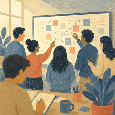 Team Brainstorming at Modern Whiteboard