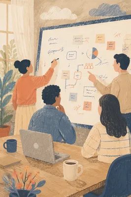 Team Brainstorm at Whiteboard Meeting