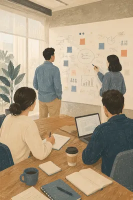 Team Brainstorm at Whiteboard Meeting Room