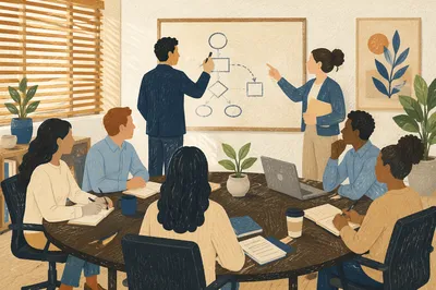 Collaborative Whiteboard Brainstorming in Modern Office