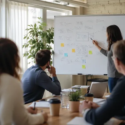 Team Brainstorm at Whiteboard Meeting Room