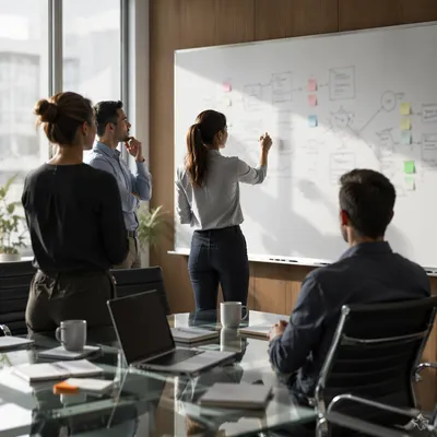 Collaborative Team Brainstorming at Whiteboard