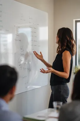 Modern Team Brainstorm at Presentation Whiteboard