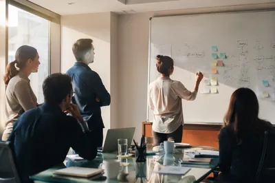 Collaborative Team Brainstorming at Whiteboard