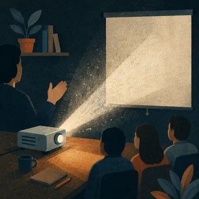 Projector Beam in Dark Business Meeting Room