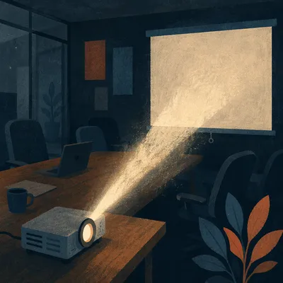 Projector Beam in Dark Meeting Room