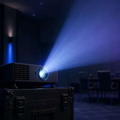 Projector Beam in Dark Meeting Room
