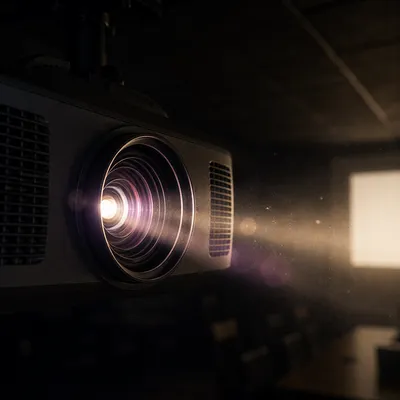 Projector Beam in Dark Meeting Room