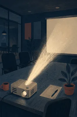Projector Beam in Dark Meeting Room