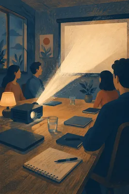 Projector Beam in Dark Meeting Room